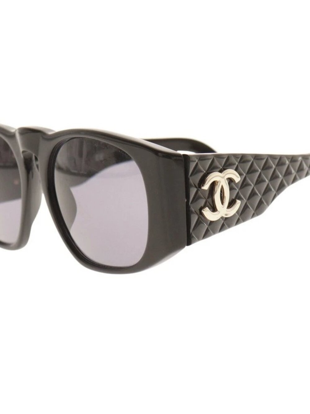 CHANEL COCO Mark sunglasses 94305 Matelasse black plastic Women
